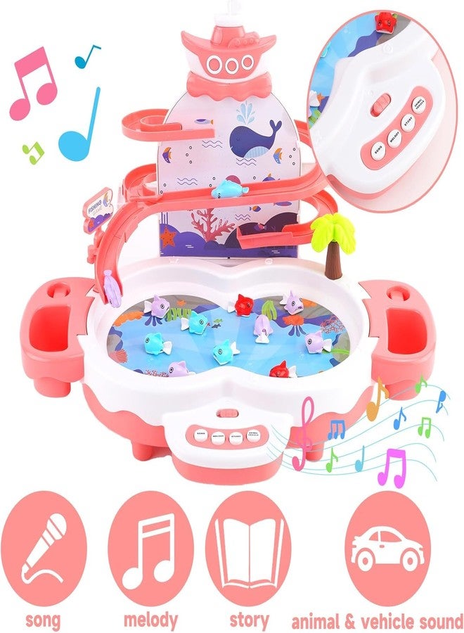 Maycoly 3in1 Fishing Game Toys for Kids with 34PCS Accessories Including Fishing Rod, Small Fish, Track, etc., STEM Toys with Music and Stories for Preschool Learning (Pink) - Image 4